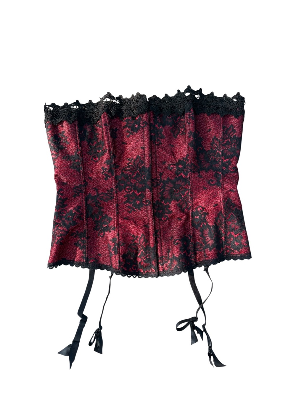 Frederick's of Hollywood Red and Black Lace Corset Bustier